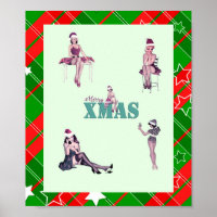 Beautés de Noël, Pin-up filles Imprimé d'art XMAS 