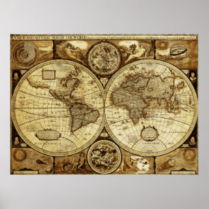 Poster Beautiful art of Vintage and Antique world Map