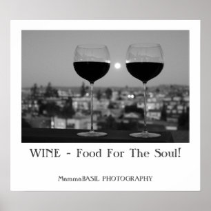 Poster Beautiful Black & White Color Wine Poster!