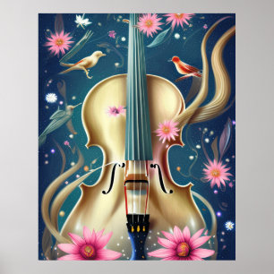 Poster Beautiful Cello Violin  or Bass in a nice setting
