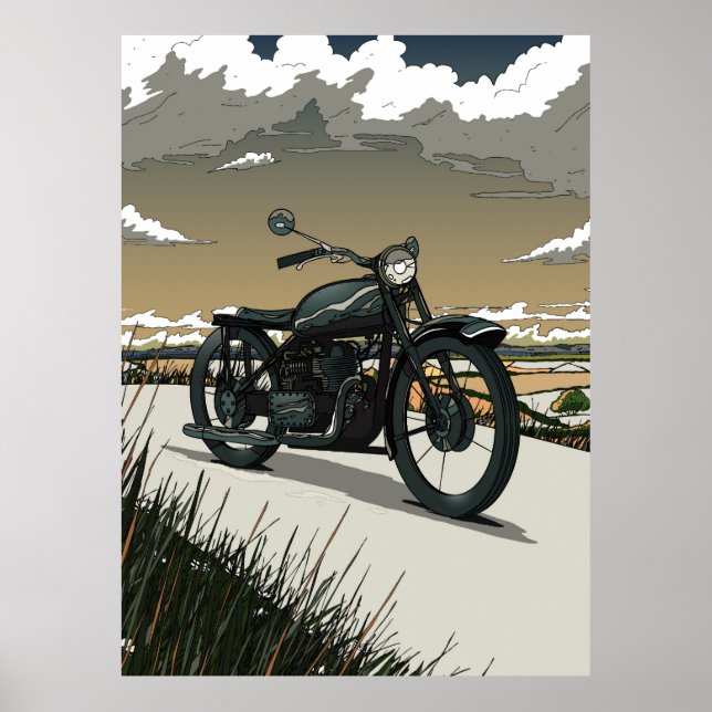 Poster Beautiful Old Vintage Motorcycle (Devant)