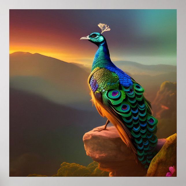 Poster Beautiful Peacock accueille la journée (Devant)