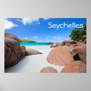 Poster Beautiful rocky coast in Seychelles