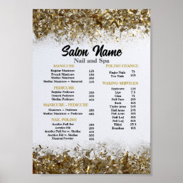 Poster Beauty Nail Salon Prix du menu Gold confetti