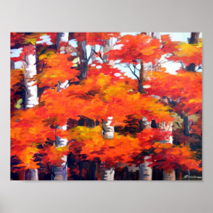 Poster Beauty of Autumn Forest-Acrylic on Canvas Painting