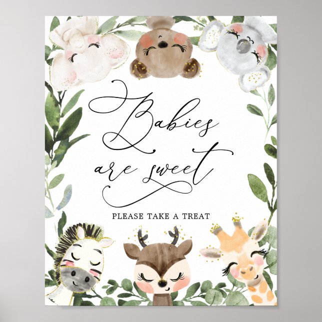 Poster Beaux Animaux Les Baby showers Bébés sont doux sig (Devant)