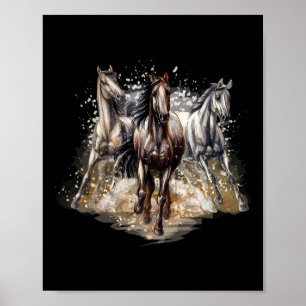 Poster Beaux Chevaux Dessin Art Cheval Équitation Hommes