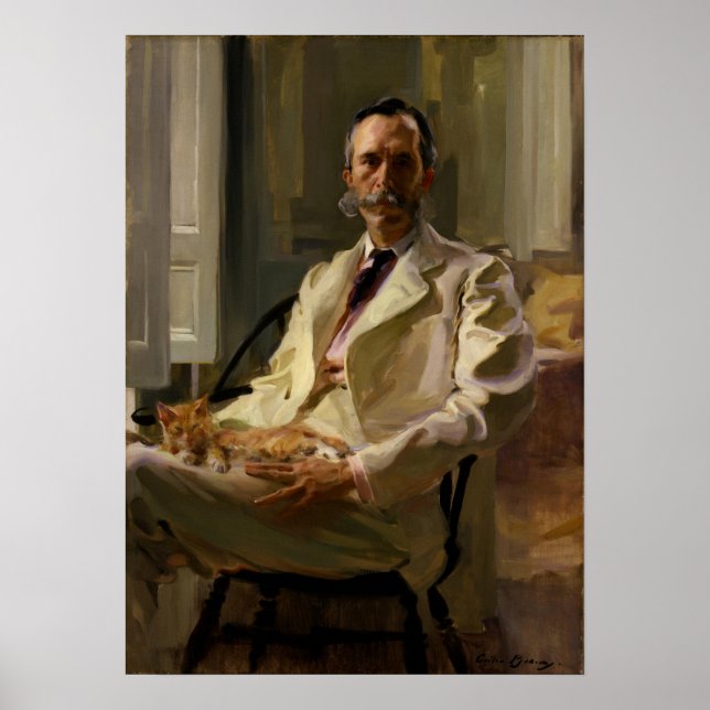 Poster Beaux - Homme Avec Le Chat (Henry Sturgis) (Devant)