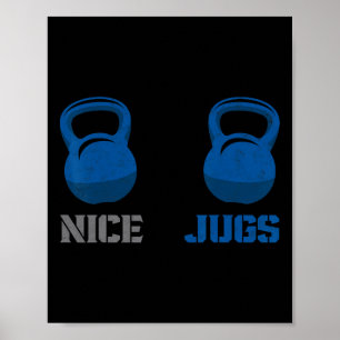 Poster Beaux seins drôle kettlebell poitrine humour de gy