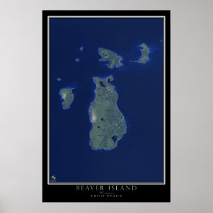Poster Beaver Island Michigan De L'Espace Art Satellite