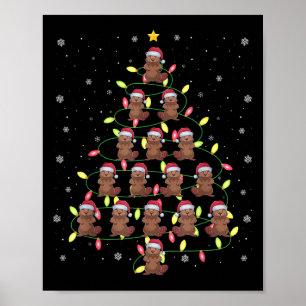 Poster Beaver Père Noël feux d'arbre de Noël laids doux S