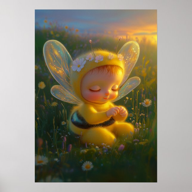 Poster Bébé Abeille Fantaisiste dans un Ensoleillement (Devant)