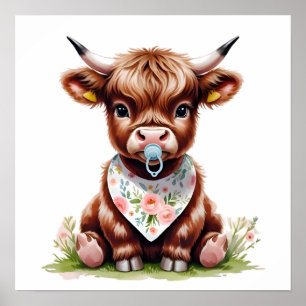 Poster Bébé adorable vache des Highlands