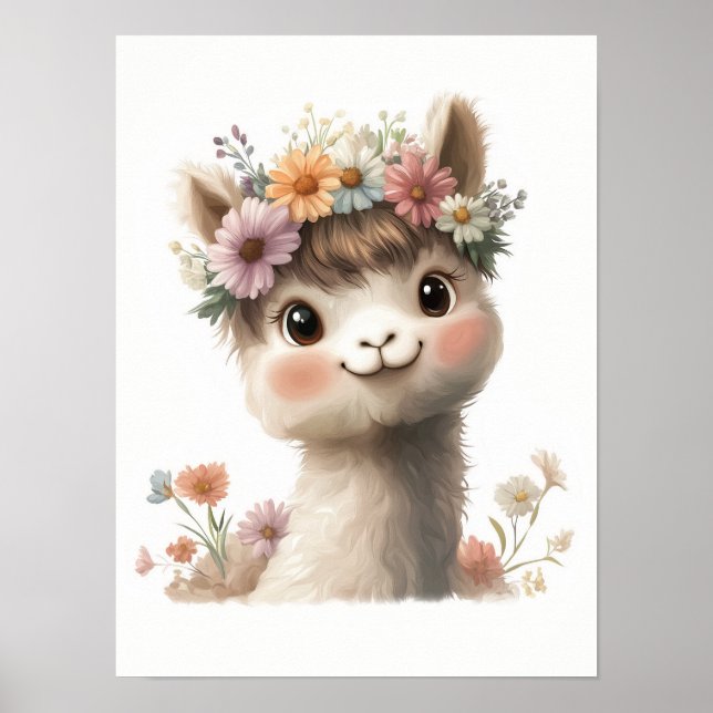 Poster Bébé Alpaca dessin d'art fille (Devant)