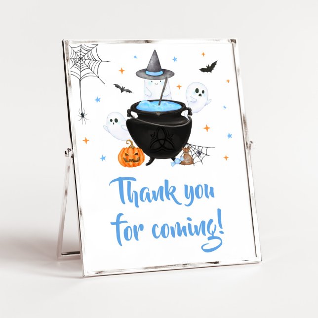 Poster Bébé bleu brasse du Merci pour venir (Baby is Brewing Baby Shower Thank you for Coming Sign)