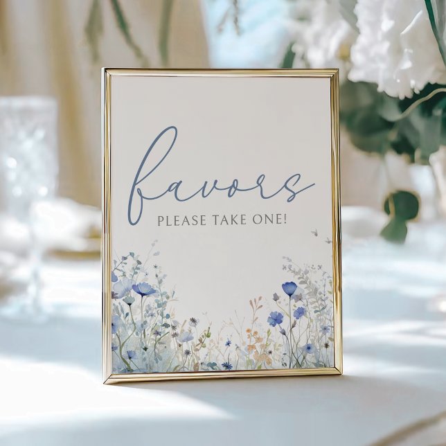 Poster Bébé Bleu En Fleur Fleur sauvage Douche Faveur Sig (Créateur téléchargé)