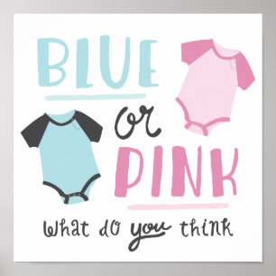 Poster Bébé bleu ou rose Genre Révéler Fête Douche