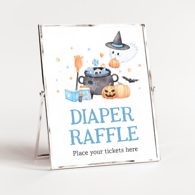 Poster Bébé brasse Blue Halloween Raffle de couche (Baby is Brewing Baby Shower Diaper Raffle Sign)