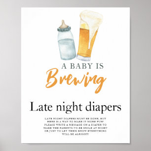 Poster Bébé brasse de la bière Change couche la nuit jeu