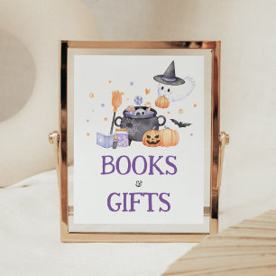 Poster Bébé brasse des livres et des cadeaux pourpres