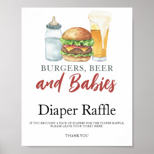 Poster Bébé brasse la bière Baby Shower tombola de couche