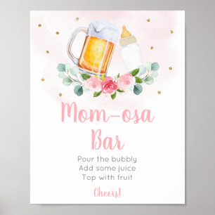 Poster Bébé brasse Or rose Floral Mimosa Bar Signal