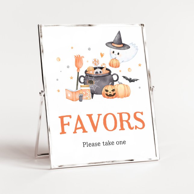 Poster Bébé brasse Orange Halloween Faveurs (Baby is Brewing Baby Shower Favors Sign)