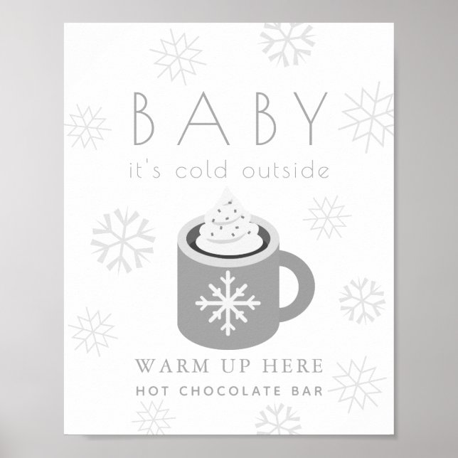 Poster Bébé C'est froid Gris Chocolat Chaud Barre Signal (Devant)
