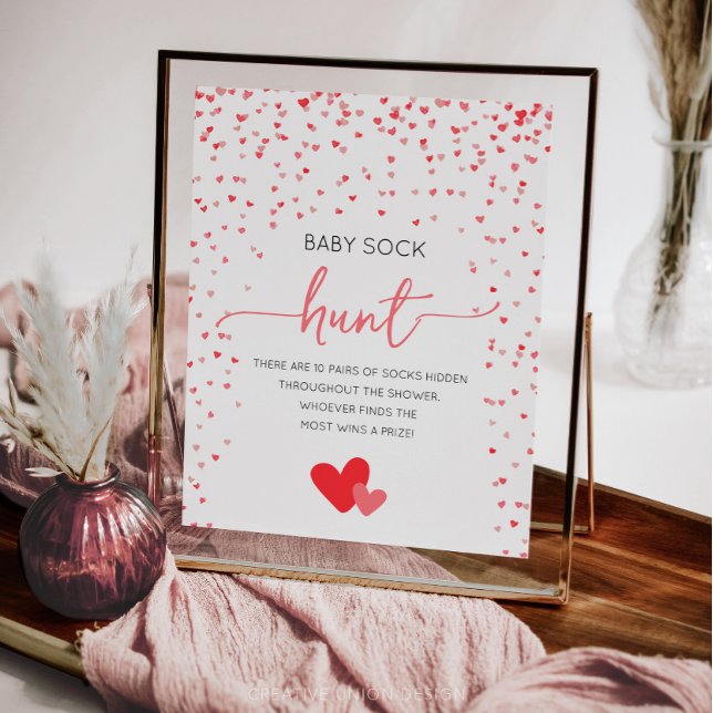 Poster Bébé Chasse Sock Jeu de Baby shower des signes (little sweetheart baby shower)