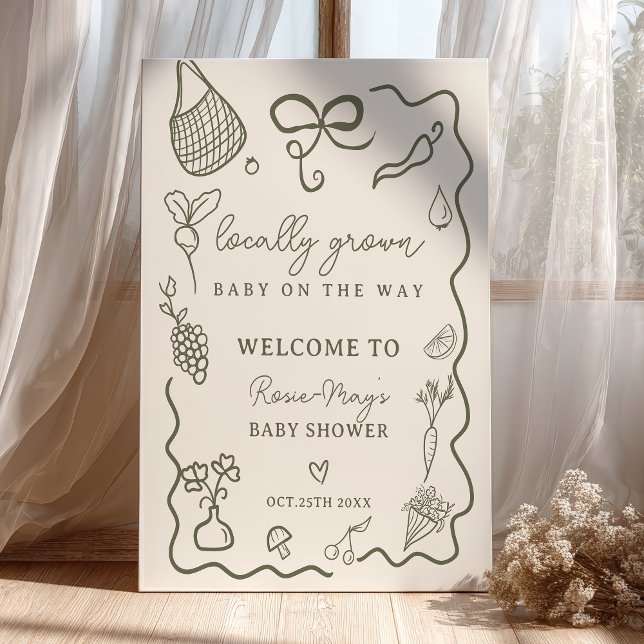 Poster Bébé cultivé localement Rustic Farmer's Market bie (Locally Grown Baby Rustic Farmer’s Market welcome Poster)