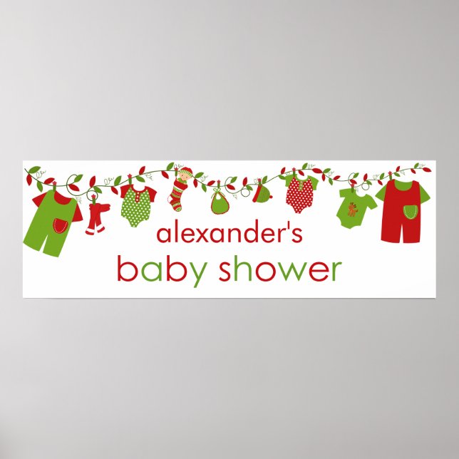Poster Bébé de Noël Blanchisserie Garçon Baby shower Bann (Devant)