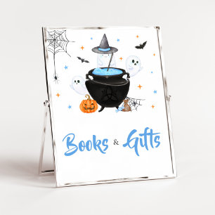 Poster Bébé d'Halloween bleu brasse livres et cadeaux