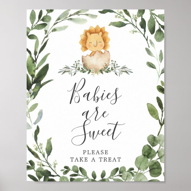 Poster Bébé Dinosaur Baby shower Les bébés sont signe dou (Devant)