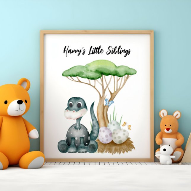 Poster Bébé dinosaure mignon avec ses petits frères et sœ (Créateur téléchargé)
