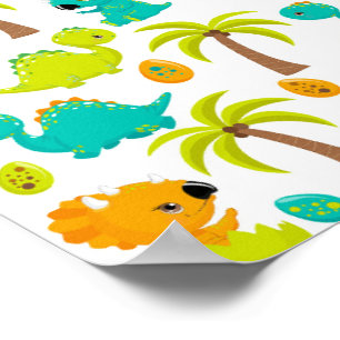 Poster Bébé dinosaure mignon Triceratops oeufs de dino pa