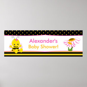Poster Bébé doux Bee Girl Bannière Baby shower