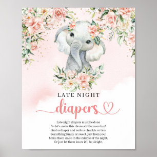 Poster Bébé éléphant blush or Late Night Diapers jeu