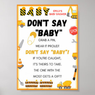 Poster Bébé en construction Baby shower Jeu Signal