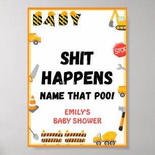 Poster Bébé en construction Baby shower Jeu Signal