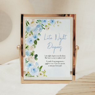 Poster Bébé en fleur Baby shower Late Night Diapers