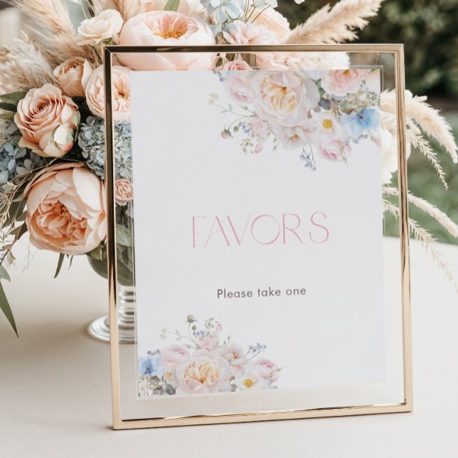 Poster Bébé en fleur Baby shower rose floral Faveurs (Créateur téléchargé)