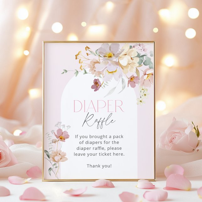 Poster Bébé en Fleur Blush rose floral Raffle (Créateur téléchargé)