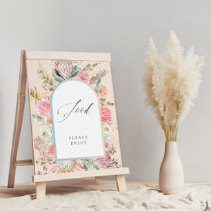 Poster Bébé en fleur Bohème Baby shower Symbole alimentai