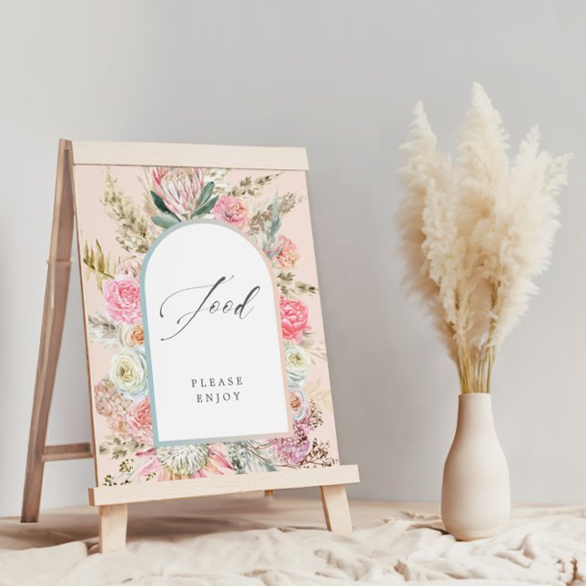 Poster Bébé en fleur Bohème Baby shower Symbole alimentai (Créateur téléchargé)