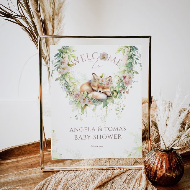 Poster Bébé en Fleur Bois Floral Bébé Fille Douche (Créateur téléchargé)