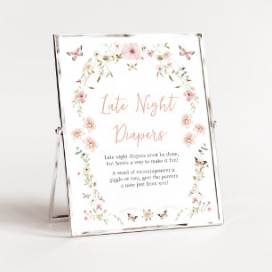 Poster Bébé en fleur papillon Late Night Diapers