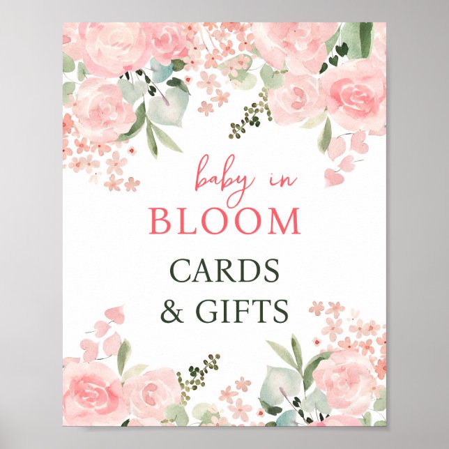 Poster Bébé en fleurs Baby shower floral Dons Party Signa (Devant)