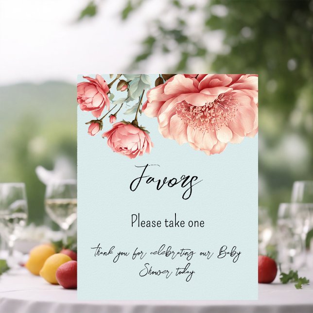 Poster Bébé en fleurs Rose rose Baby shower Faveurs (Créateur téléchargé)
