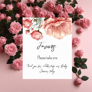 Poster Bébé en fleurs Rose rose Baby shower Faveurs