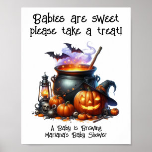 Poster Bébé en préparation, panneau de friandises neutre
